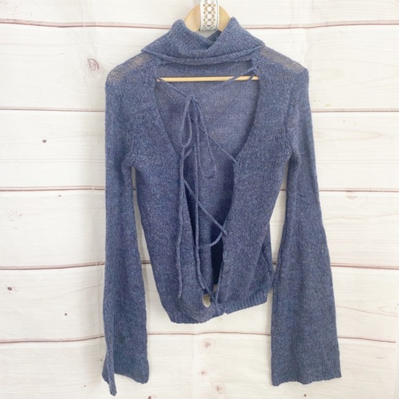 Military Hippie Open Back Sweater NWT - Picture 3 of 5